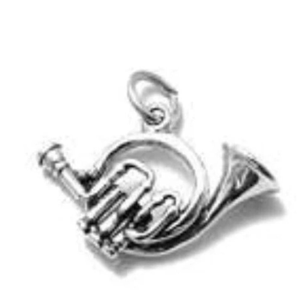 FRENCH HORN CHARM. STERLING SILVER
